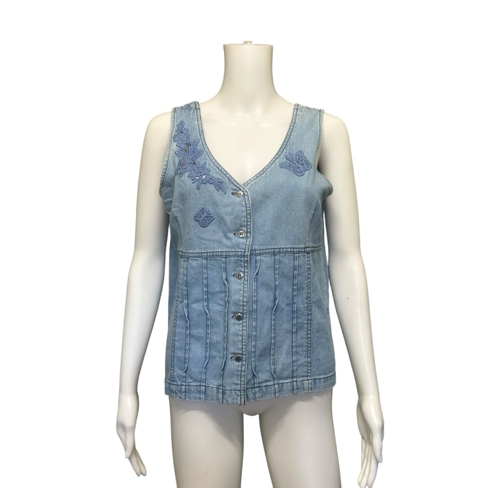 Together Applique Embroidery Blue Vest Size 12